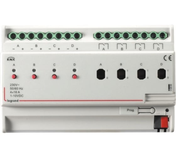 Контроллер освещения Legrand KNX 4 канала 1-10В/4 канала реле 16А. DIN 8 модулей. 002688
