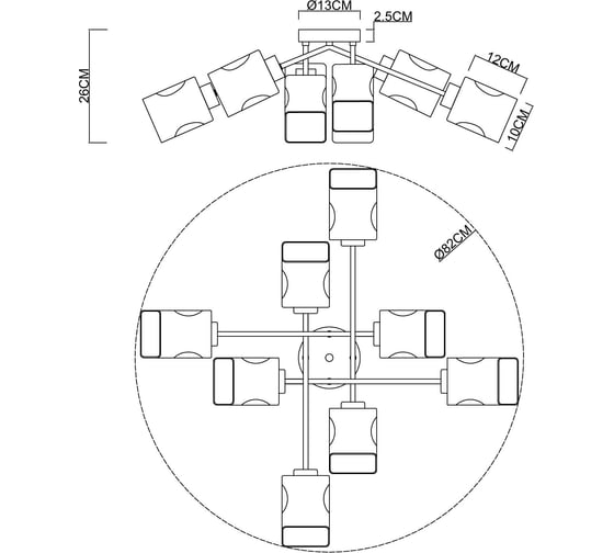 Потолочная люстра ARTE LAMP AMFORA A2318PL-8SG