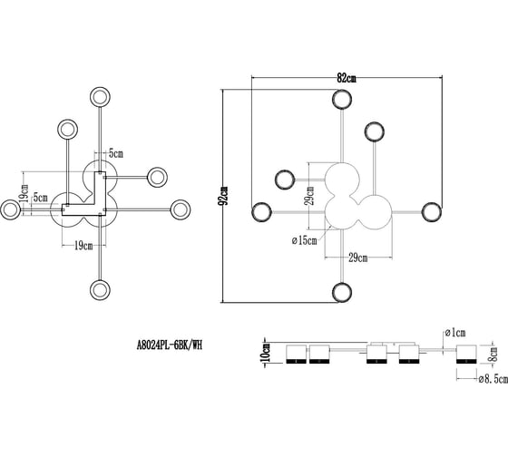 Потолочная люстра ARTE LAMP LEGACY A8024PL-6BK