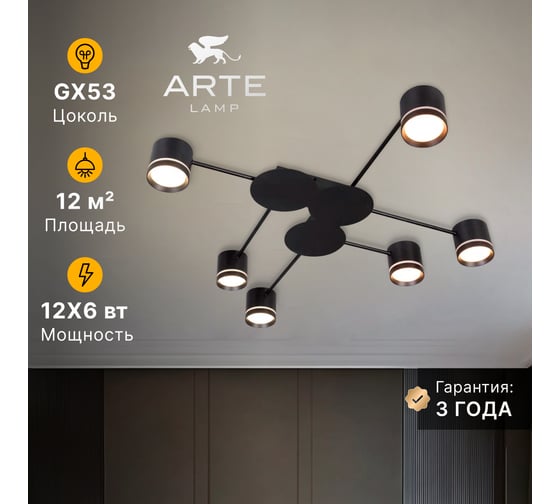Потолочная люстра ARTE LAMP LEGACY A8024PL-6BK
