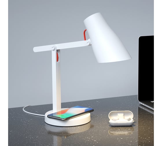 Светильник Interstep LED10Qi, беспроводная зарядка, регулировка яркости, теплый/холодный, белый, 74589