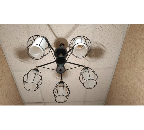 Люстра JUPITER LIGHTING черная + светлое дерево-5х60W E27 230V, 31 см-50 см-50 с MО 85-1039/5