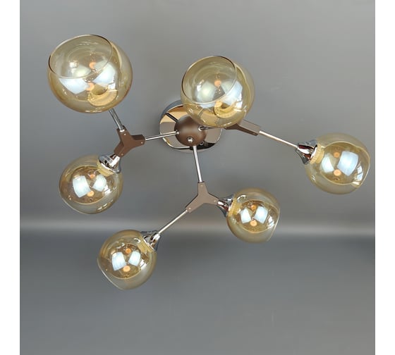 Люстра JUPITER LIGHTING хром+темно-коричневый-6х60W E27 230V, 25 см-60 см-60 MО 85-1187/6