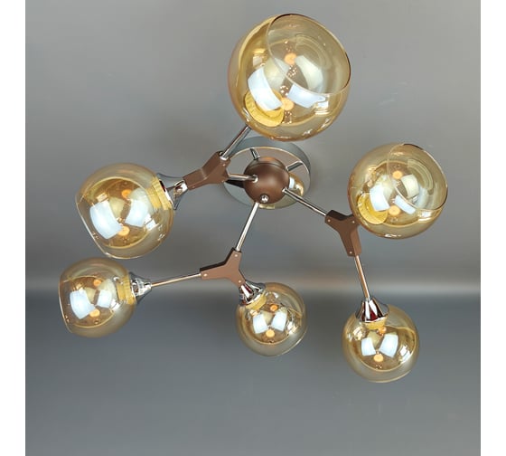 Люстра JUPITER LIGHTING хром+темно-коричневый-6х60W E27 230V, 25 см-60 см-60 MО 85-1187/6