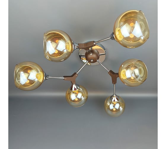 Люстра JUPITER LIGHTING хром+темно-коричневый-6х60W E27 230V, 25 см-60 см-60 MО 85-1187/6
