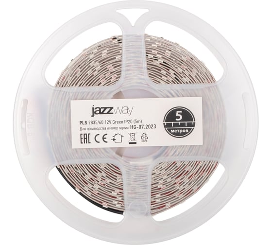 Светодиодная лента Jazzway PLS 2835/60-12V Green 6Вт/м зеленыйIP20 (упаковка 5м) 5000322 1