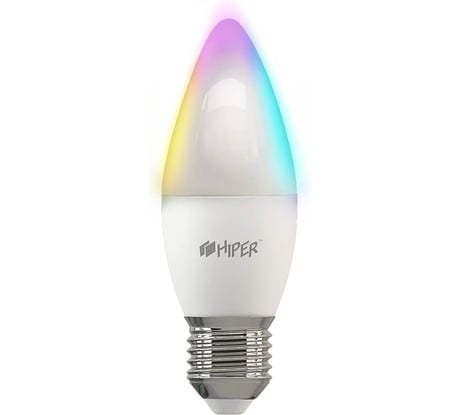 Умная LED лампочка HIPER Smart LED bulb IoT LED A2 RGB Wi-Fi/ Е27/ Candle C37 IOT LED A2 RGB