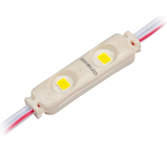 Светодиодный модуль MAKSILED 50 шт, 0.35 Вт, 12 В, IP65, 2smd 2835, 20лм, 7200К, хол. белый, ML-M2CH-2835-W 1