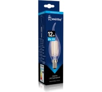 Светодиодная лампа Smartbuy (LED) FIL-C37-12Вт/6500К/E14 свеча на ветру SBL-C37FCAN-12-65K-E14