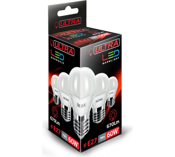Светодиодная лампа Ultra LED G45 7W E27 3000K