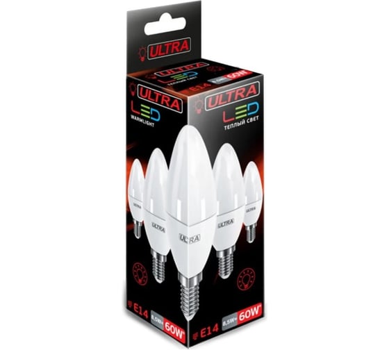Светодиодная лампа Ultra LED С37 8,5W E14 3000K