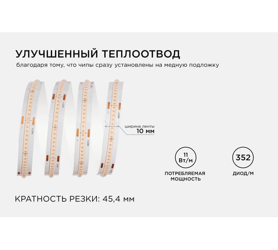 Общее освещение светодиодной лентой Apeyron 2м, 24В, 11Вт/м, COB, 352д/м, IP20, фиолет. 182ОО