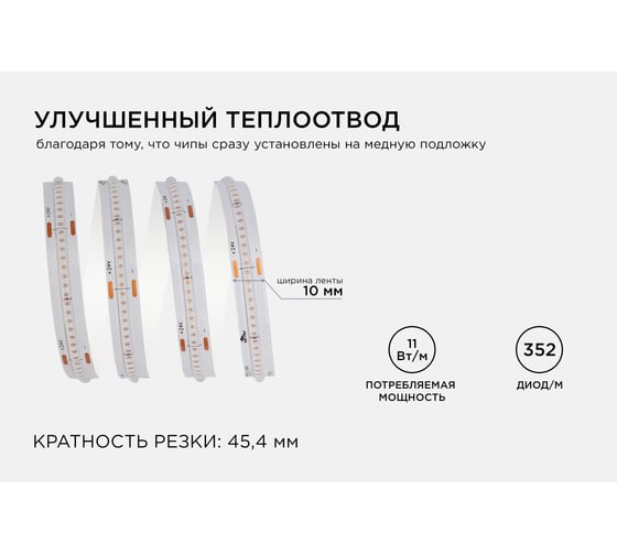 Общее освещение светодиодной лентой Apeyron 5м, 24В, 11Вт/м, COB, 352д/м, IP20, син. 193ОО