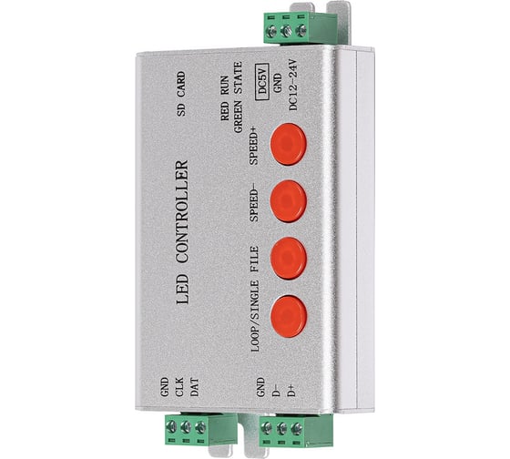 Контроллер MAKSILED DMX 5-24В, 2048pix, SD-card, SPI/DMX, IP20, 132x71x24мм, ML-2048-RC