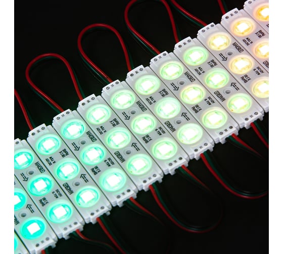Модуль управляемый MAKSILED 20 шт, 12В, 0.72Вт, SPI, RGB, WS2811, IP65, ML-M3RGB-IC-5050(2811)