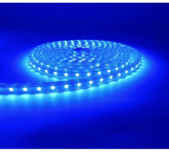Комплект светодиодной ленты URM SMD 5050, 60 LED, 220 В, 14.4 Вт, IP67, синий 10м N02032