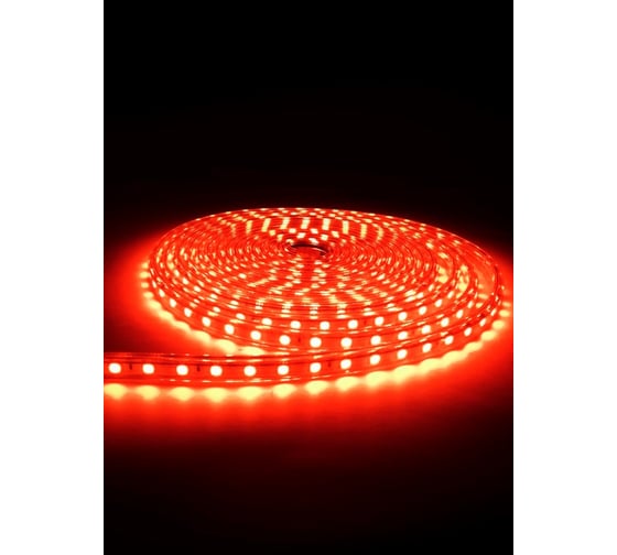 Комплект светодиодной ленты URM SMD 5050, 60 LED, 220 В, 14.4 Вт, IP67, красный 10м N02031