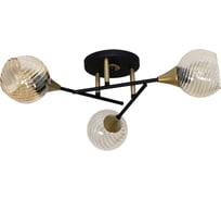 Светильник потолочный ЭЛЕТЕХ Лютик 131 черн.муар зол. (плафон 8633) НПБ 01-3x60-191 Е27 _ИМ_ 1005405465