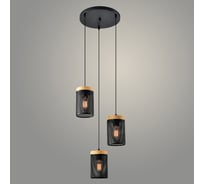 Подвес РОСТОК 23661/3HQ BK+WOOD черный/дерево, 3x40W, E27, h1000, WAN23 988372452