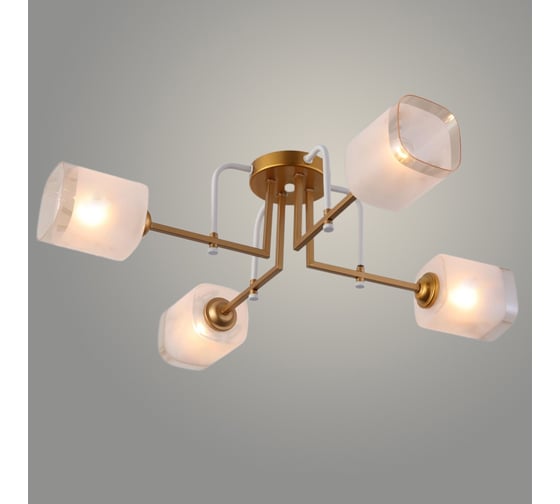 Люстра РОСТОК GH51025/4 WT+GD белый/золото 4x60W E27 d710 h190, KK23 988367173