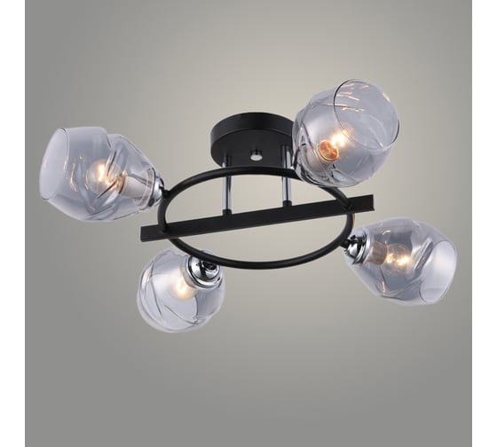 Люстра РОСТОК GH51072A/4 BK+CR черный/хром 4x60W E27 d500 h210, KK23 988367105 1