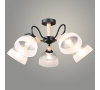 Люстра РОСТОК N6390/5 BK+WOOD черный 5x60W E27 d645 h295, QH24 988385382