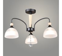 Люстра РОСТОК N6393/3 BK+WOOD черный 3x60W E27 d630 h435, QH24 988385390