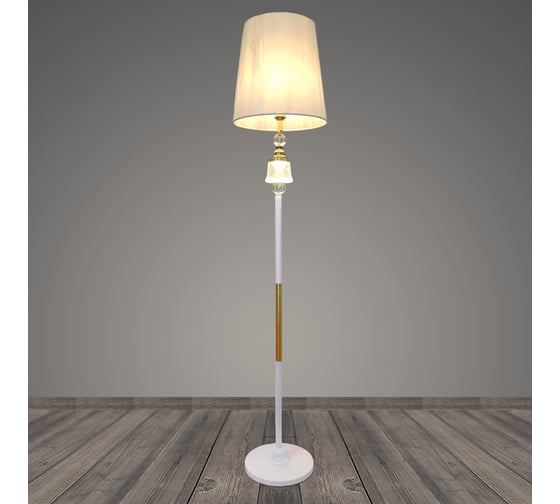 Торшер РОСТОК T2103 WT+GD белый+золото/белый абажур 1x40W E27+1*5W LED h1630, BTH23 988035694 1