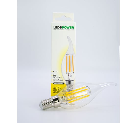 Светодиодная лампа LEDS POWER Filament CT35 E14 6Вт 3000К 007090