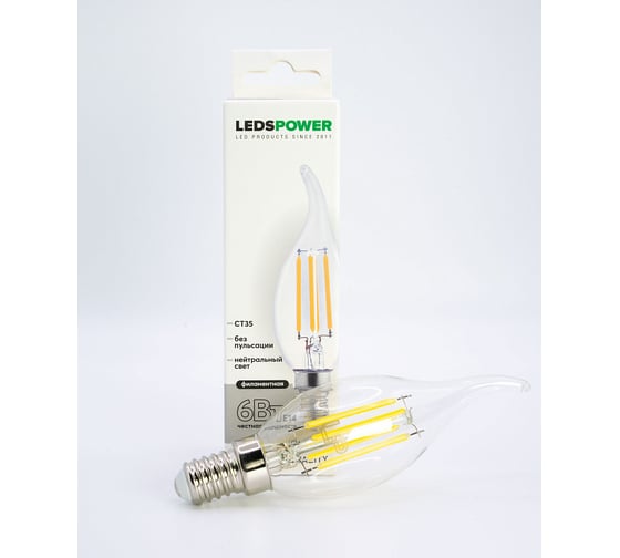 Светодиодная лампа LEDS POWER Filament CT35 E14 6Вт 4000К 007106