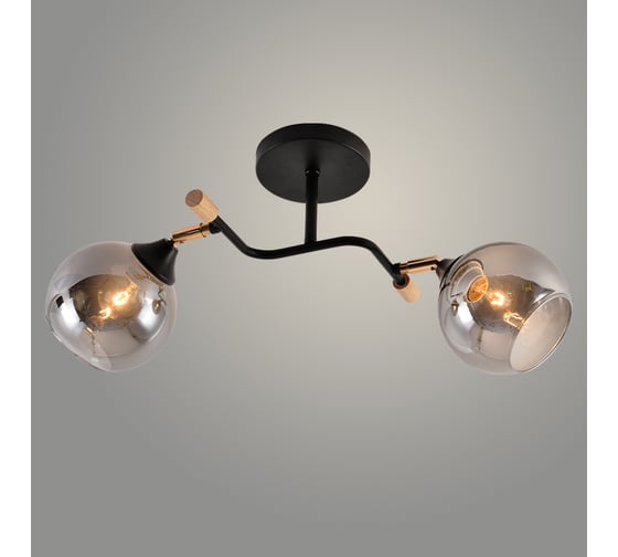Люстра РОСТОК XA1599B/2 BK+FGD+WOOD черный/золото 2x60W E27 d500 h250, HN23 988372879 1