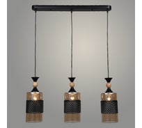 Подвес РОСТОК N5172/3HT BK+WOOD черный, 3x40W, Е27, d300 h800, QH22 988025812