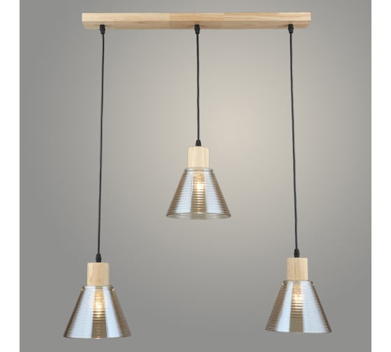 Подвес РОСТОК N5870/3HT SMK+WOOD дымчатый, 3x40W, Е27, d615 h800, QH23 988035362 1