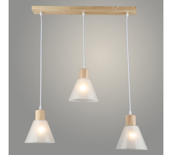 Подвес РОСТОК N6029/3HT WOOD+WT белый, 3x40W, Е27, d615 h800, QH23 988372676 1