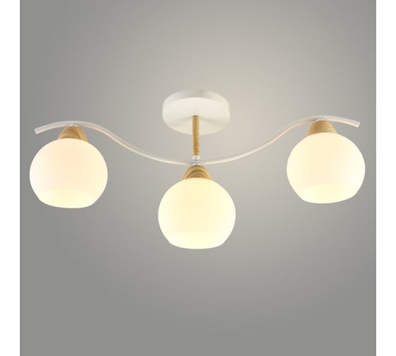 Люстра РОСТОК XA1441/3 WH+WOOD белый/дерево 3x60W E27 d540 h255, HN23 988371794 1