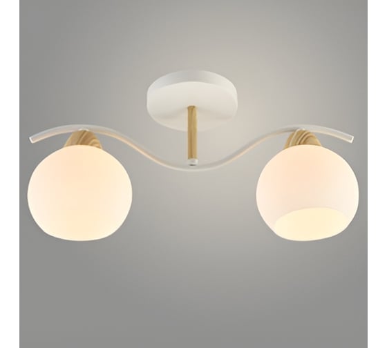 Люстра РОСТОК XA1441/2 WH+WOOD белый/дерево 2x60W E27 d400 h200, HN23 988371793 1
