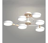 Люстра РОСТОК XI3271/6 WT+WOOD белый/дерево 108W LED 3000-6000K d800 h190, HN23 988371539