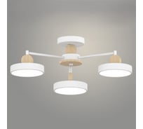 Люстра РОСТОК XI3210/3 WT+WOOD белый/дерево 54W LED 3000-6000K d600 h180, HN22 988029691