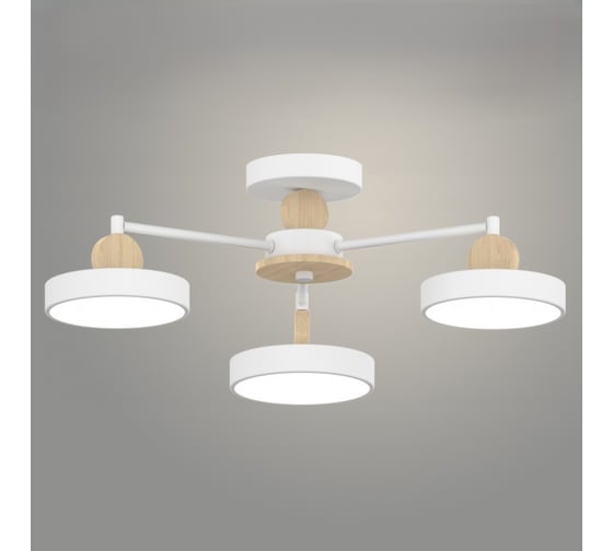 Люстра РОСТОК XI3210/3 WT+WOOD белый/дерево 54W LED 3000-6000K d600 h180, HN22 988029691