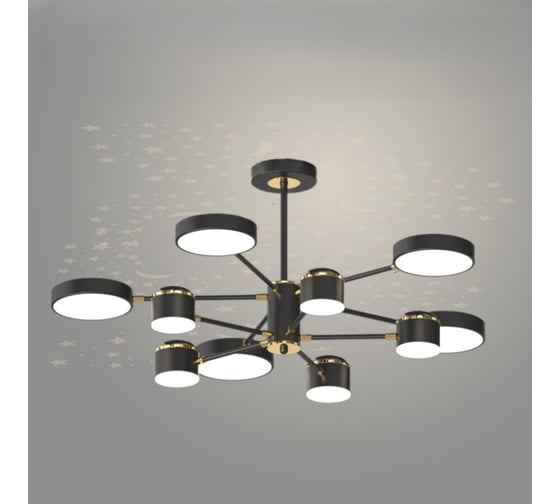 Люстра РОСТОК XI3288/10 BK+FGD черный/золото 165W LED 3000-6000K d850 h350, HN23 988371561 1