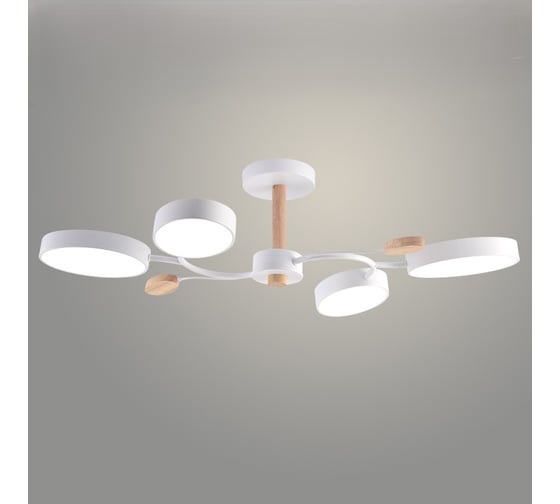 Люстра РОСТОК XI3298/4 WT+WOOD белый/дерево 72W LED 3000-6000K d710 h180, HN23 988371562 1