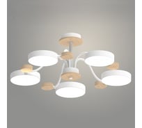 Люстра РОСТОК XI3216/5 WT+WOOD белый/дерево 90W LED 3000-6000K d630 h210, HN22 988029746