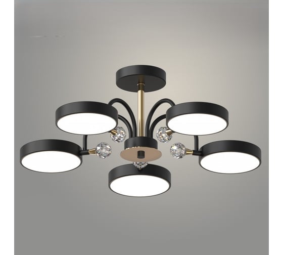 Люстра РОСТОК XI3217/5 BK+GD черный/золото 90W LED 3000-6000K d600 h200, HN22 988029751 1