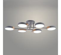 Люстра РОСТОК XI3267/6 GRAY+WOOD серый/дерево 108W LED 3000-6000K d830 h130, HN23 988371535
