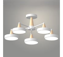 Люстра РОСТОК XI3277/5 WT+WOOD белый/дерево 90W LED 3000-6000K d600 h235, HN23 988371550