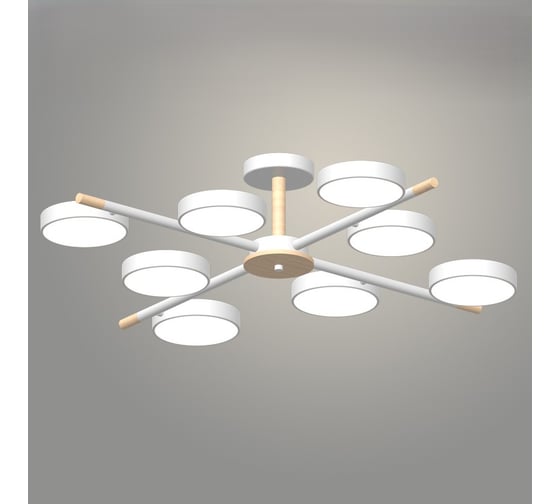 Люстра РОСТОК XI3264/8 WT+WOOD белый/дерево 144W LED 3000-6000K d860 h190, HN23 988371531 1