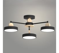 Люстра РОСТОК XI3210/3 BK+WOOD черный/дерево 54W LED 3000-6000K d600 h180, HN22 988029692