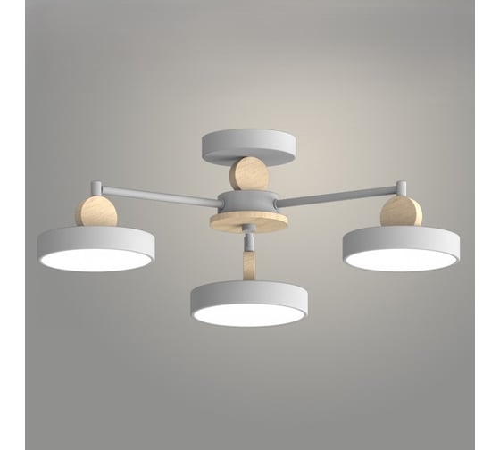 Люстра РОСТОК XI3210/3 GRAY+WOOD серый/дерево 54W LED 3000-6000K d600 h180, HN22 988029693 1