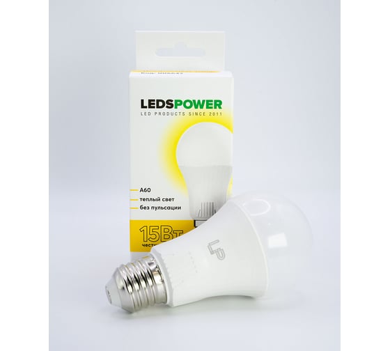 Светодиодная лампа LEDS POWER A60 E27 15Вт 3000К 006642