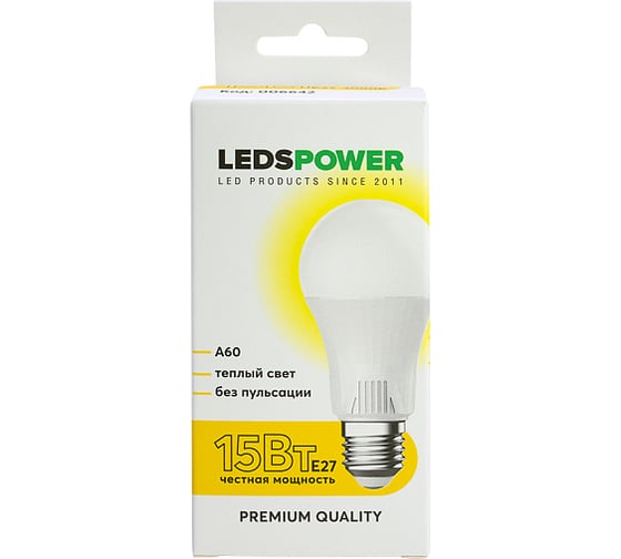 Светодиодная лампа LEDS POWER A60 E27 15Вт 3000К 006642